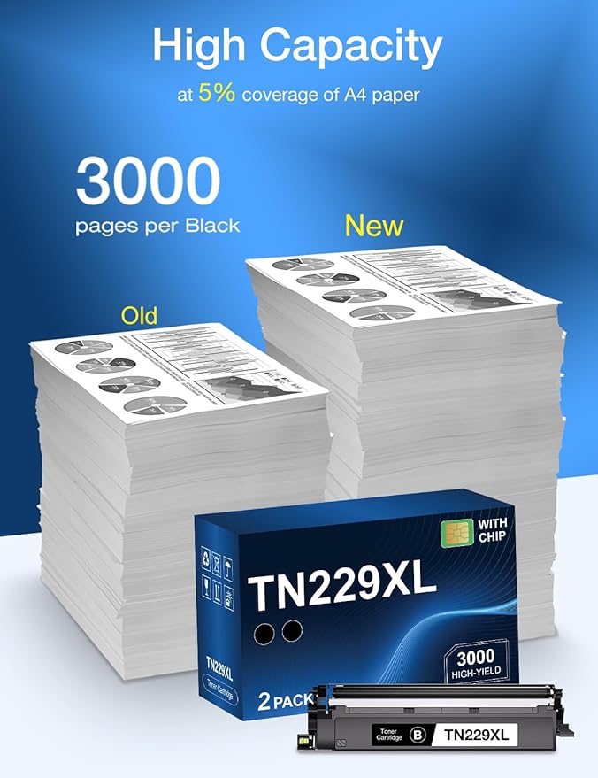 TN229XL Black Toner Cartridge Replacement for Brother TN-229XL TN 229 XL to use with MFC-L3720CDW HL-L3220CDW HL-L3280CDW HL-L3300CDW MFC-L3780CDW Printer