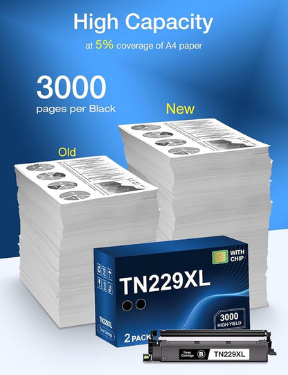 TN229XL Black Toner Cartridge Replacement for Brother TN-229XL TN 229 XL to use with MFC-L3720CDW HL-L3220CDW HL-L3280CDW HL-L3300CDW MFC-L3780CDW Printer