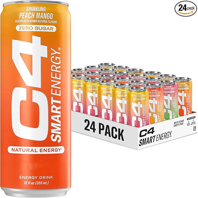 C4 Smart Energy Drinks Variety Pack, Sugar Free | Performance Fuel | Nootropic Brain Booster | Coffee Alternative | 4 Flavor Tropical Oasis