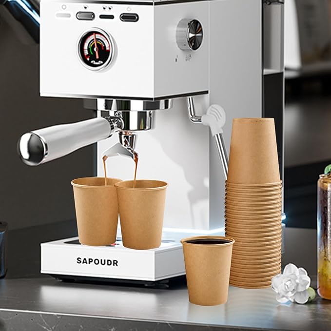 100 Pack 5 oz Paper Cups, Disposable Kraft Bathroom Cups 5 Ounce, Espresso Coffee Hot/Cold Beverage Cups for Home, Kitchen, Party