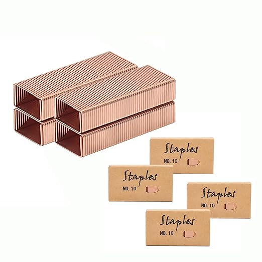 NatSumeBasics 4000 Rose Gold Staples - #10 Small Colored Staples for Mini Stapler, Tiny Staple Smaller Than Standard Staple (Rose Gold)