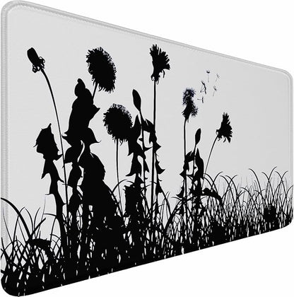 Large Gaming Mouse pad, Waterproof Mousepad with Stitched Edges, Premium Microfiber Cloth Surface, Non-Slip Base Keyboard Desk Mat for Home Office Gaming, Flowers Plants