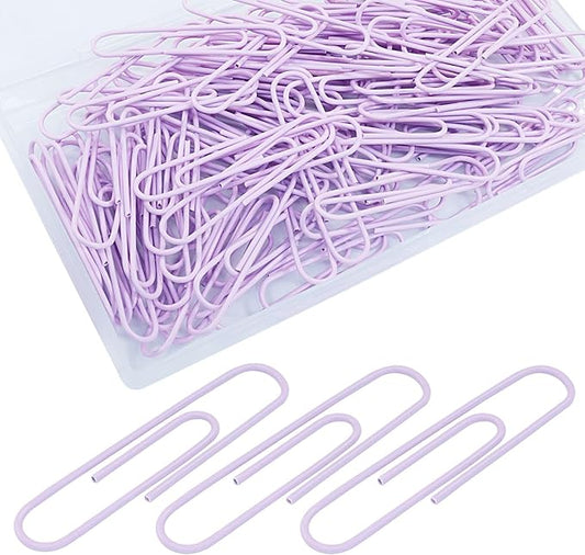 100Pcs 2 Inch Large Paper Clips, Lavender Coated Jumbo Reusable Big Paperclips for Office School Home Document Organizing