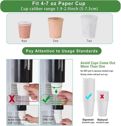 Cup Dispenser, Pull Type Water Cooler Cup Holder Fit 4oz-7oz Disposable Cups, Upgraded Wall Mounted Mouthwash Cup Dispenser for Bathroom Office Gym School -Black