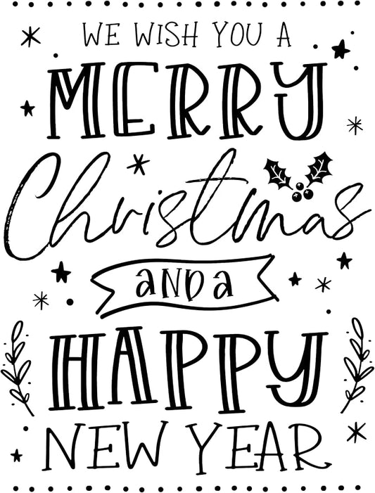 Christmas Holiday Word Phrases Sentiment Wooden Stamp, Rubber Wood Stamp for DIY Card Making, Crafting, Scrapbooking or Journaling, Calligraphy Word Art Merry Christmas (Design #3)