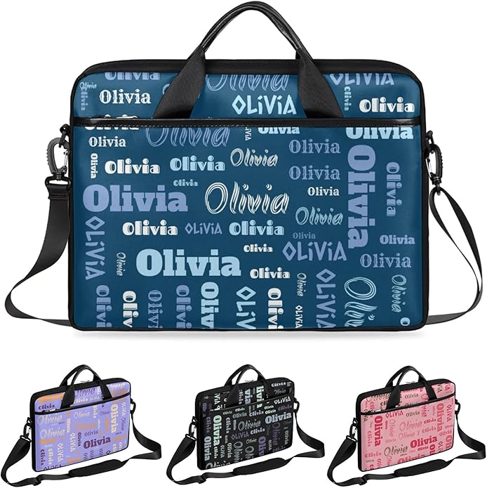 Custom-Laptop-Bag 15 Inch with Name Photo Personalized-Computer-Shoulder-Case Briefcases for Women Men Business