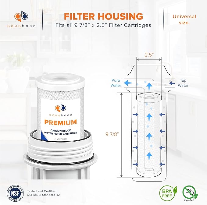 Aquaboon 5 Micron 10 x 2.5 Premium CTO Filter Cartridge for Whole House Carbon Block Water Filter Replacement Compatible with FC15, FXWTC, 12-Pack