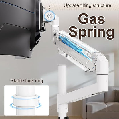 24-57 inch Heavy Duty Monitor Arm, up to 59.4 lbs, Single Desk Mount for Ultrawide TV and Screen, Premium Aluminum Single Monitor Stand, VESA 75x75-200x200 mm, White
