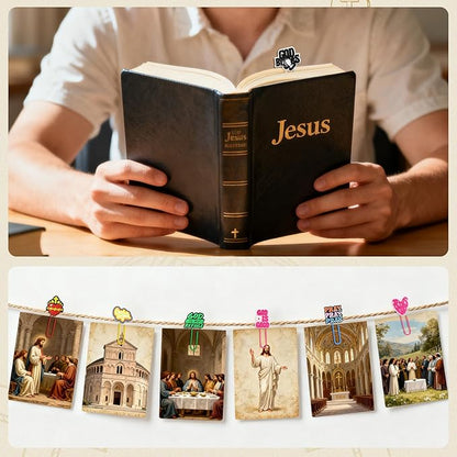 30 PCS Jesus Paper Clips Metal Paperclip Large Size Paper Clip Cute Bookmark Colorful Office Supplies Bookmark Clamp Desk Accessories Stationery for School Gifts for Christian
