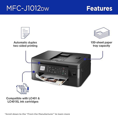 Brother MFC-J1012DW Wireless Colour Inkjet All-in-One Printer with Mobile Device and Duplex Printing, for Home Office and Personal Use, Refresh Subscription Ready