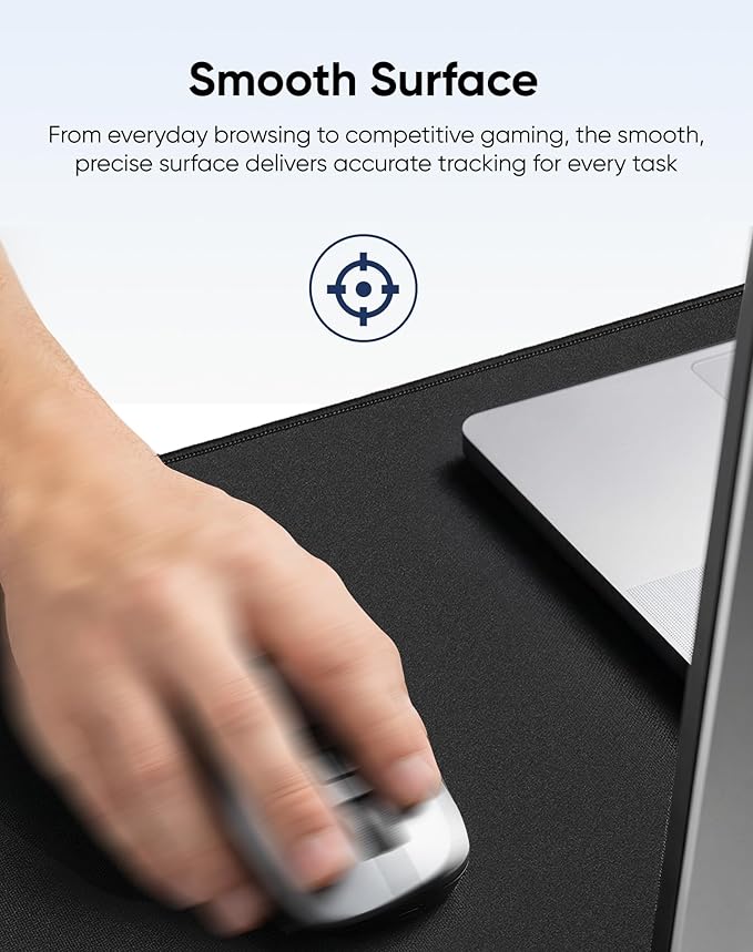 Waterproof Large Gaming Mouse Pad with Durable Stitched Edges, Non-Slip Rubber Base, Grainy Jacquard Mouse Mat Desk Pad for Home Office Gaming, 31.5''x11.8''x0.12'', Matte Black