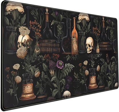 Vintage Aesthetic XL Extended Large Gaming Mouse Pad - Black Academia Mystical Green Plant Design - Computer Laptop Keyboard and Mouse Mat Desktop Protector - 31.5 x 15.8 in