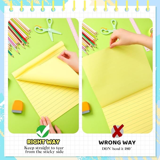 8 Pads Big Sticky Notes 11 x 11 Inch Lined Jumbo Large Sticky Notes for Wall,Giant Strong Power Memo Square Post for Office, 25 Sheets/Pad (Yellow Color)