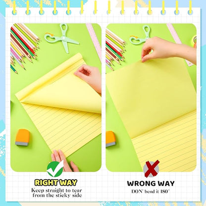 8 Pads Big Sticky Notes 11 x 11 Inch Lined Jumbo Large Sticky Notes for Wall,Giant Strong Power Memo Square Post for Office, 25 Sheets/Pad (Yellow Color)