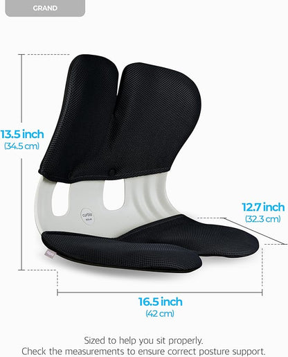 curble Grand(Extra Wide&Sturdy) Cover Set – Ergonomic Back Support Chair with Detachable Cover, Lumbar Support for Posture Correction & Lower Back Pain Relief, Perfect for Home & Office(Set Black)