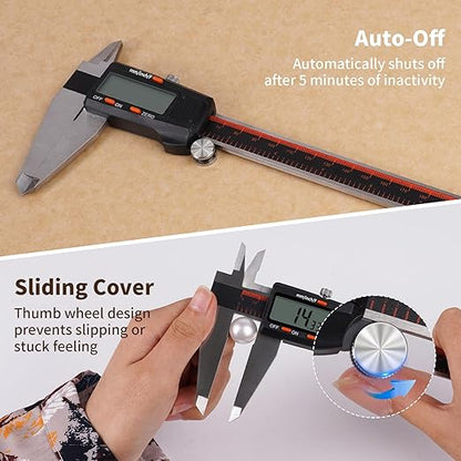 Digital Caliper 12 Inch,HARDELL Caliper Measuring Tool with Large LCD Screen,Electronic Digital Vernier Caliper Auto-Off Feature,Inch/MM/Fraction,Digital Ruler for 3D Printing/Jewelers/Woodworkers