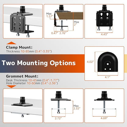 PUTORSEN Triple Monitor Mount for Up to 49" Ultrawide and 32" Monitors per Side Arm, Extra Tall 3 Monitor Desk Mount Holds up to 44 lbs, VESA 75/100 mm