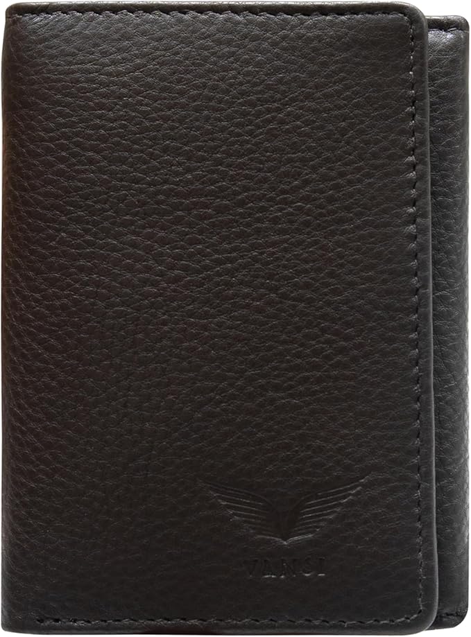 VANSI Genuine Leather Modern TriFold Design Wallet and Card Holder for Men (BROWN)