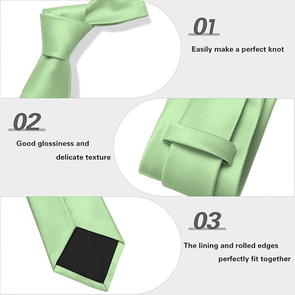 PenSee Men's Tie Set Solid Pure Color 3.15" (8CM) Classic Formal Plain Necktie and Pocket Square Set For Men