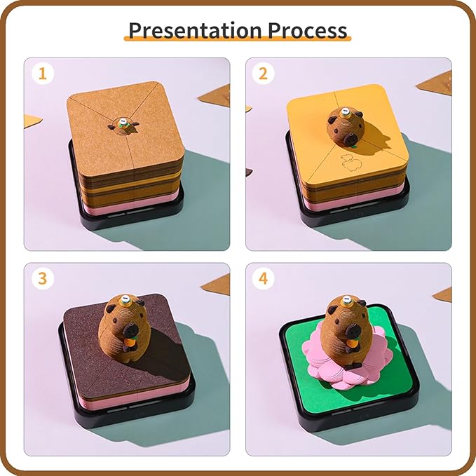 3D Time Piece Calendar 2026 DIY Calendars Tear Away Carving Art 3D Memo Pad Calendar With LED Lights sculpture artsy pads calendar notepad for Desktop Decor-Capybara
