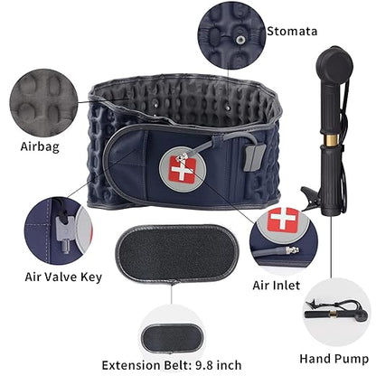 Decompression Back Belt - Lumbar Support Belt for Men & Women Lower Back Pain Relief, Back Traction Device Fits Waist Size 29-49 Inches (Blue)