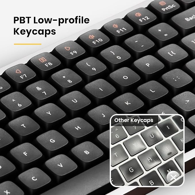LOFREE Flow84 Low Profile Mechanical Keyboard, 75 Percent Rechargeable Wireless Keyboards with Bluetooth and Wired Connection for Windows, Mac OS/White Ghost Linear Switches
