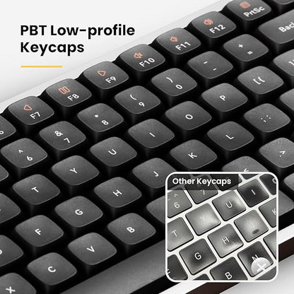 LOFREE Flow84 Low Profile Mechanical Keyboard, 75 Percent Rechargeable Wireless Keyboards with Bluetooth and Wired Connection for Windows, Mac OS/White Ghost Linear Switches