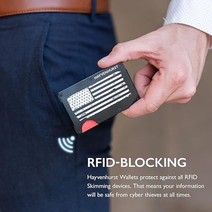 Hayvenhurst Wallet For Men - Reinvented Design Men's Wallet - Slim, Minimalistic & Seamless, Blocks RFID Scanners, Holds 12 Cards & Has a Money Clip (Patriot)