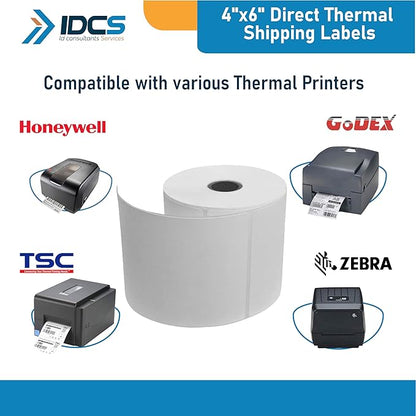 IDCS 4"x6" Direct Thermal Shipping Labels, 250 Labels/1 Rolls(250 Labels per Roll), Perforated E-Commerce, Thermal Label Paper Roll Compatible with Zebra, TSC, Honeywell, Godex, Strong Adhesive