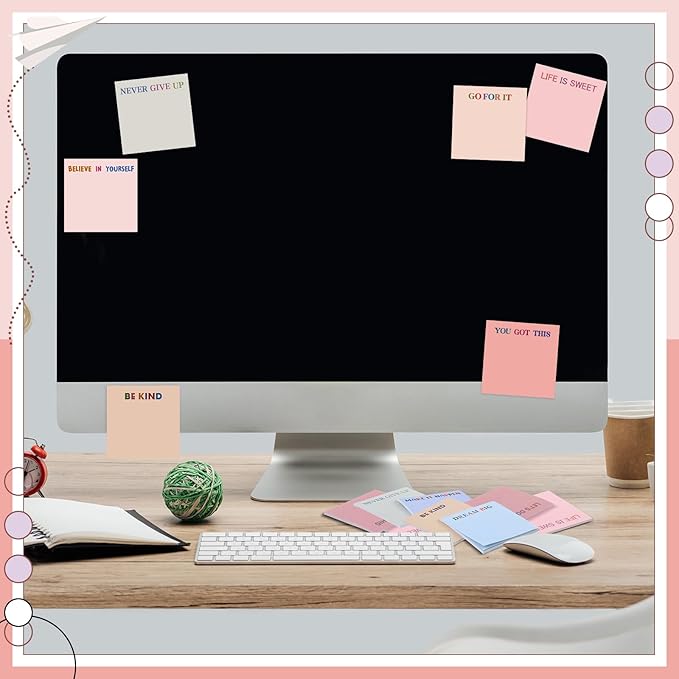 Yinder 24 Pcs Inspirational Sticky Notes Christmas Stocking Stuffers Motivational Sticky Notes Pad Employee Appreciation Gift Bulk for Teacher Nurse Coworker Office 3 x 3'' (Inspirational,Aesthetics)