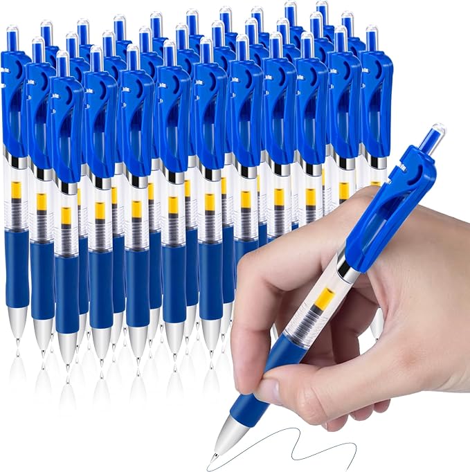 30pcs Blue Retractable Gel Ink Pens for Journaling, 0.5mm pens fine point smooth writing pens for Office school