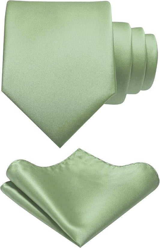RBOCOTT Solid Color Tie and Pocket Square Hankerchief with Lapel Pin Set for Men