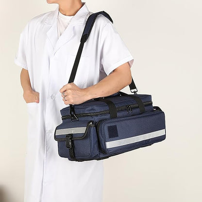 Medical Bag,First Aid Bag,Emergency Bag, Organizer Professional First Responder Trauma Bag with Detachable Dividers for Nurses,Home Health Care, EMT(Bag Only)