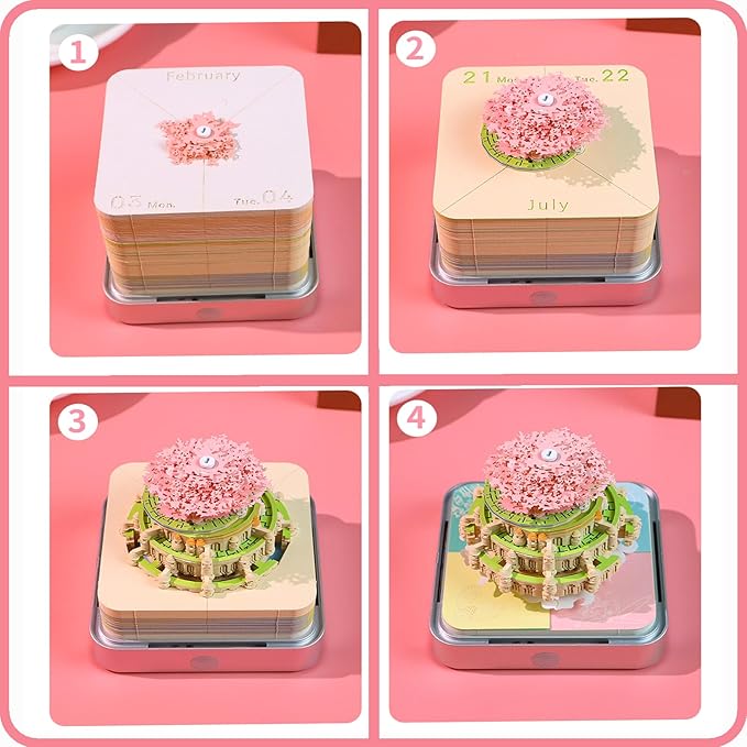 3D Time Piece Calendar 2026 DIY Calendars Tear Away Carving Art 3D Memo Pad Calendar With LED Lights sculpture artsy pads calendar notepad for Desktop Decor-Sky castle