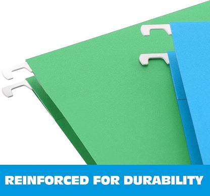 HERKKA Extra Capacity Hanging File Folders, 30 Pack Reinforced Letter Size Hanging Folders with Heavy Duty 3 Inch Expansion, Designed for Bulky Files, Medical Charts, Adjustable Tabs, Assorted Colors