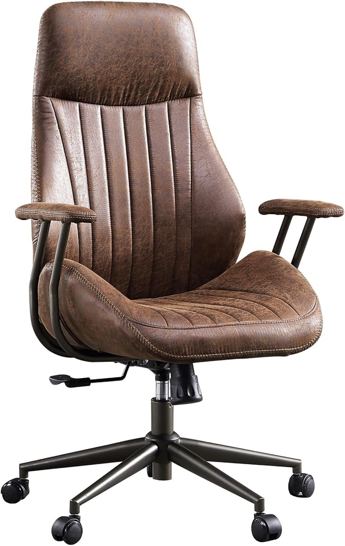 Ergonomic Executive Office Chair with Lumbar Support, Adjustable Height Home Office Desk Chair with Armrests, High Back Padded Headrest Office Chair, Rolling Swivel Computer Gaming Chair,Dark Brown