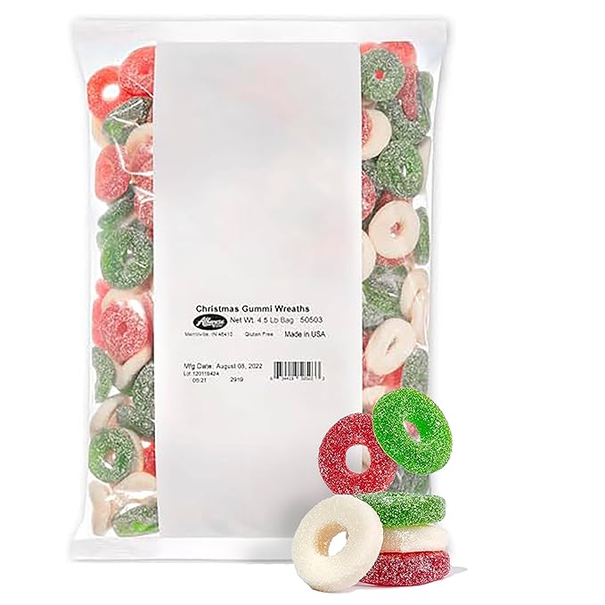 Albanese Worlds Best, Holiday Candy, Christmas Wreath Gummies, 4.5lb Bag, Great Stocking Stuffers, Gluten-Free