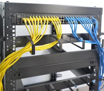 RIVECO 2PCS 1U Cable Management for Rack & Server Cabinet, Network Cord Wire Managing 19” Rack Mount 4 D-Rings Large Capacity