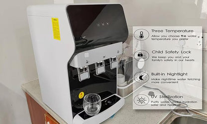 Countertop Bottleless Water Cooler Dispenser with Filtration 4-Stage Filters PP+CTO+UF+CTO Self Clenaing 3 Temperature Settings