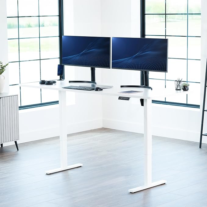 VIVO Large Electric 83 x 30 in Standing Desk, Memory Height Adjustment, 1B Series, White Top White Frame, DESK-KIT-1W8W