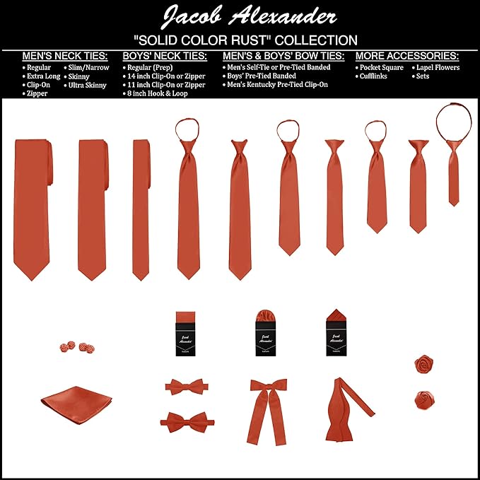 Jacob Alexander Men's Slim Width 2.75" Solid Color Tie
