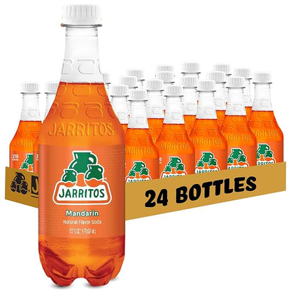 Jarritos - Mexican Soda Soft Drinks, Mandarin (17.7 oz, 524ml) 24 Bottles - Made with Real Cane Sugar - 0g Fat - Made in Mexico - Natural Flavor Soda Pop - Party & BBQ Beverages