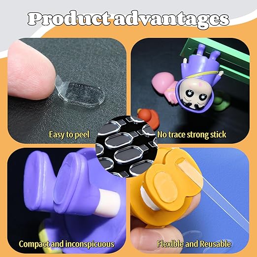 COMELY Nanoparticle Adhesive Sticky Dots: 0.31" * 0.51" 300 PCS Double Sided Removable High-Strength Nano Glue - No Trace Strong Stick Tack for Office - Poster Picture Festival Decoration