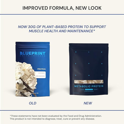 Blueprint by Bryan Johnson Vegan Protein Meal Replacement – Plant Based Hemp Protein with 27g Protein Per Serving – Low Calorie, Flavored Protein for Women & Men – Dairy Free – 15 Servings - Vanilla