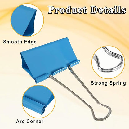 18PCS Jumbo Binder Clips 3 Inch, Blue, Binder Clips Extra Large Heavy Duty for Office Supplies