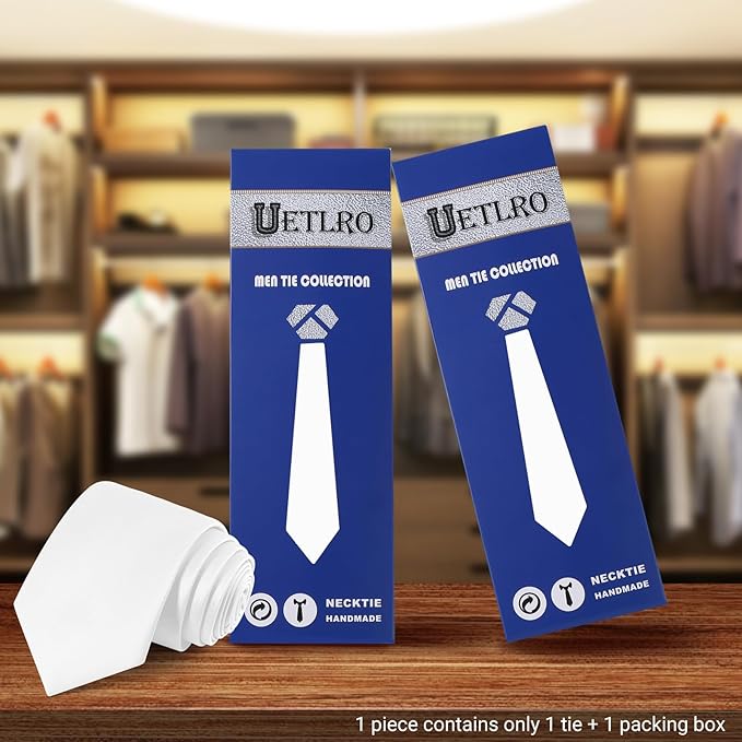 Black Ties For Men Solid Pure Color Formal Neckties 3.15" (8CM) Men's Tie for Business and Wedding with Gift Box
