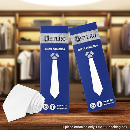 Black Ties For Men Solid Pure Color Formal Neckties 3.15" (8CM) Men's Tie for Business and Wedding with Gift Box
