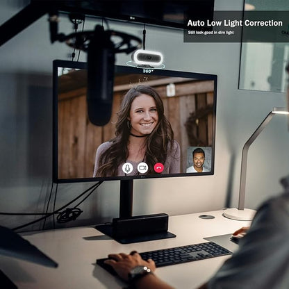 2K Webcam for PC, Plug and Play USB C Webcam with Dual Microphones,Ring Light,Fill RGB Light & Cover, Autofocus Web-Cam for Laptop,65°FOV, Streaming PC Web Camera for Desktop Computer Mac Zoom