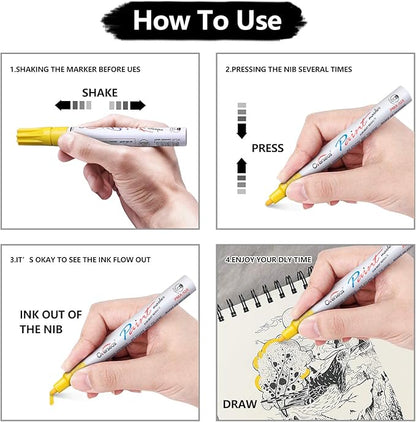 TFIVE Paint Pens Paint Markers on Almost Anything Never Fade Quick Dry and Permanent, Oil-Based Waterproof Marker Pen Set for Rocks Painting, Wood, Fabric, Plastic, Canvas, Glass, Mugs, DIY Craft