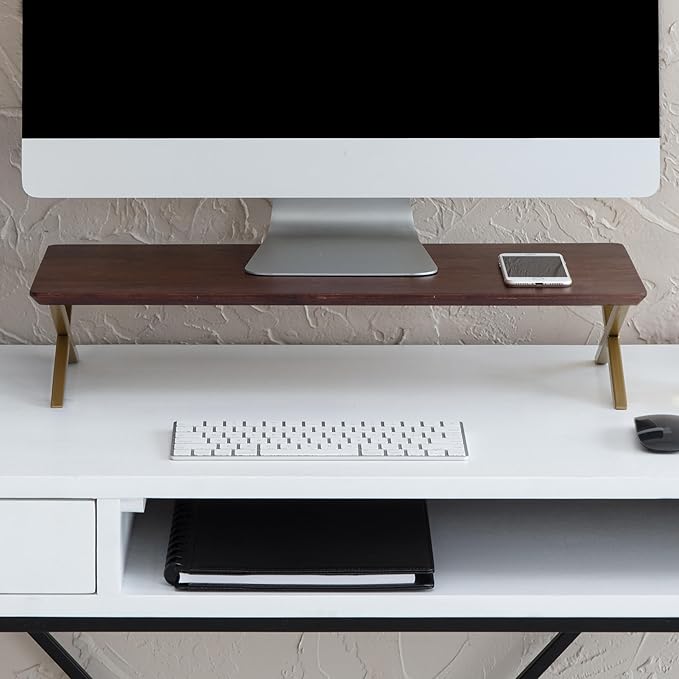 Anji Mountain Monitor Stand - Desktop Organizer & Laptop Riser, Ergonomic Monitor Riser, Space-Saving Monitor Stand for Desk, Durable Construction, Easy Assembly, Ideal for Home & Office,Biscotti